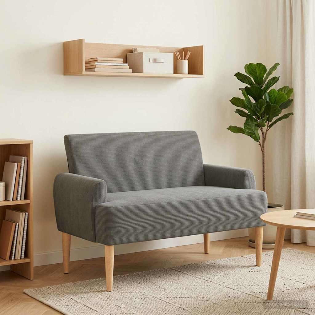 2-personers loveseat bænk i mørkegrå velourstof 116 x 67 x 81 cm billede