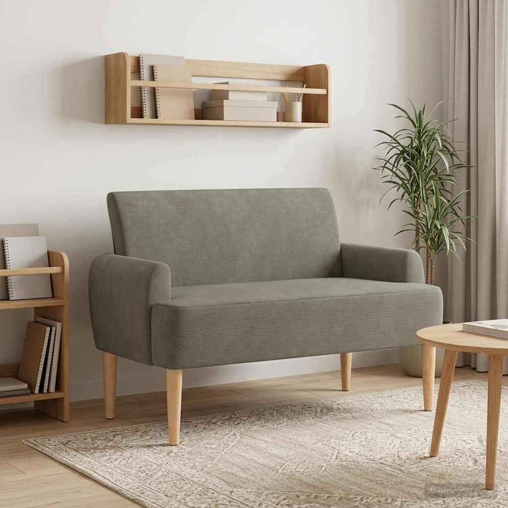 2-personers loveseat med knap tufting i lysegrå velourstof 116 x 67 x 81 cm billede