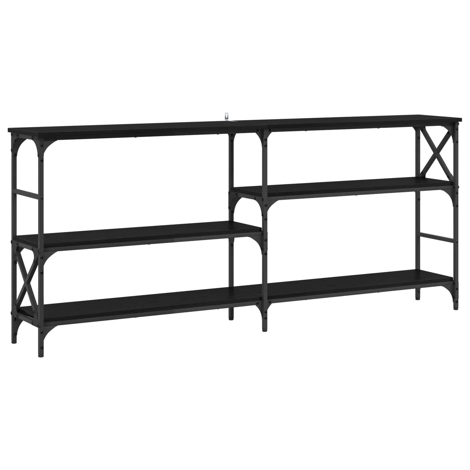 Konsolbord i metal med 3 hylder 180 cm - sort billede