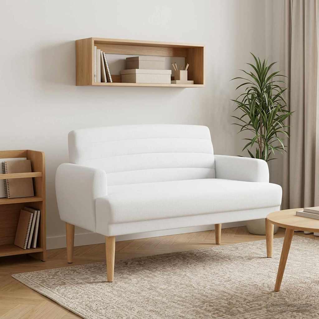 2-personers loveseat lænestol i hvid stof 116 x 67 x 80 cm billede