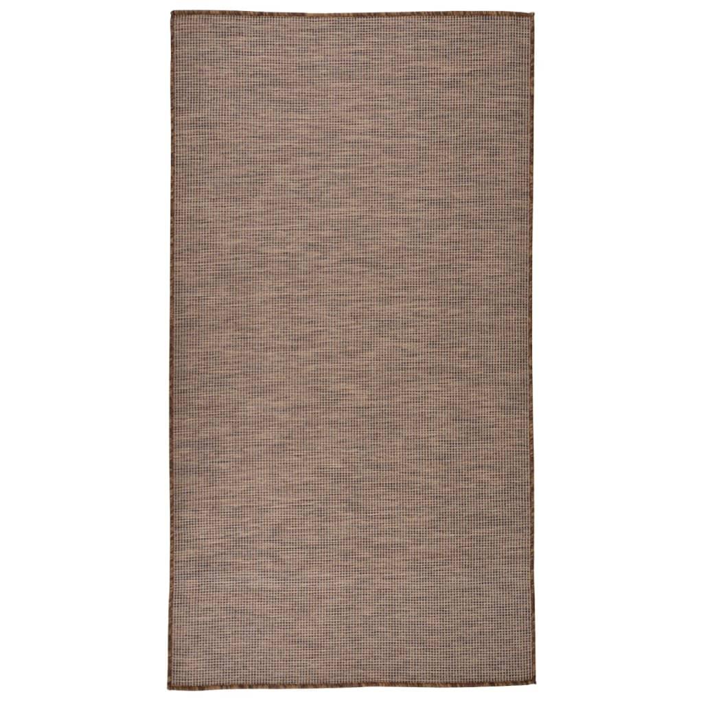 Fladvævet udendørstæppe 80 x 150 cm brun billede