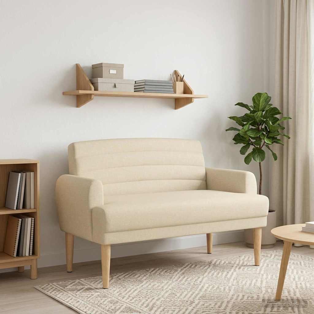2-personers loveseat i creme stof 116 x 67 x 80 cm billede
