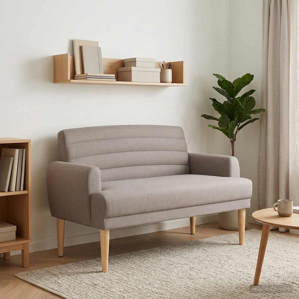 2-personers loveseat med knap tufting i gråbrun stof 116 x 67 x 80 cm billede