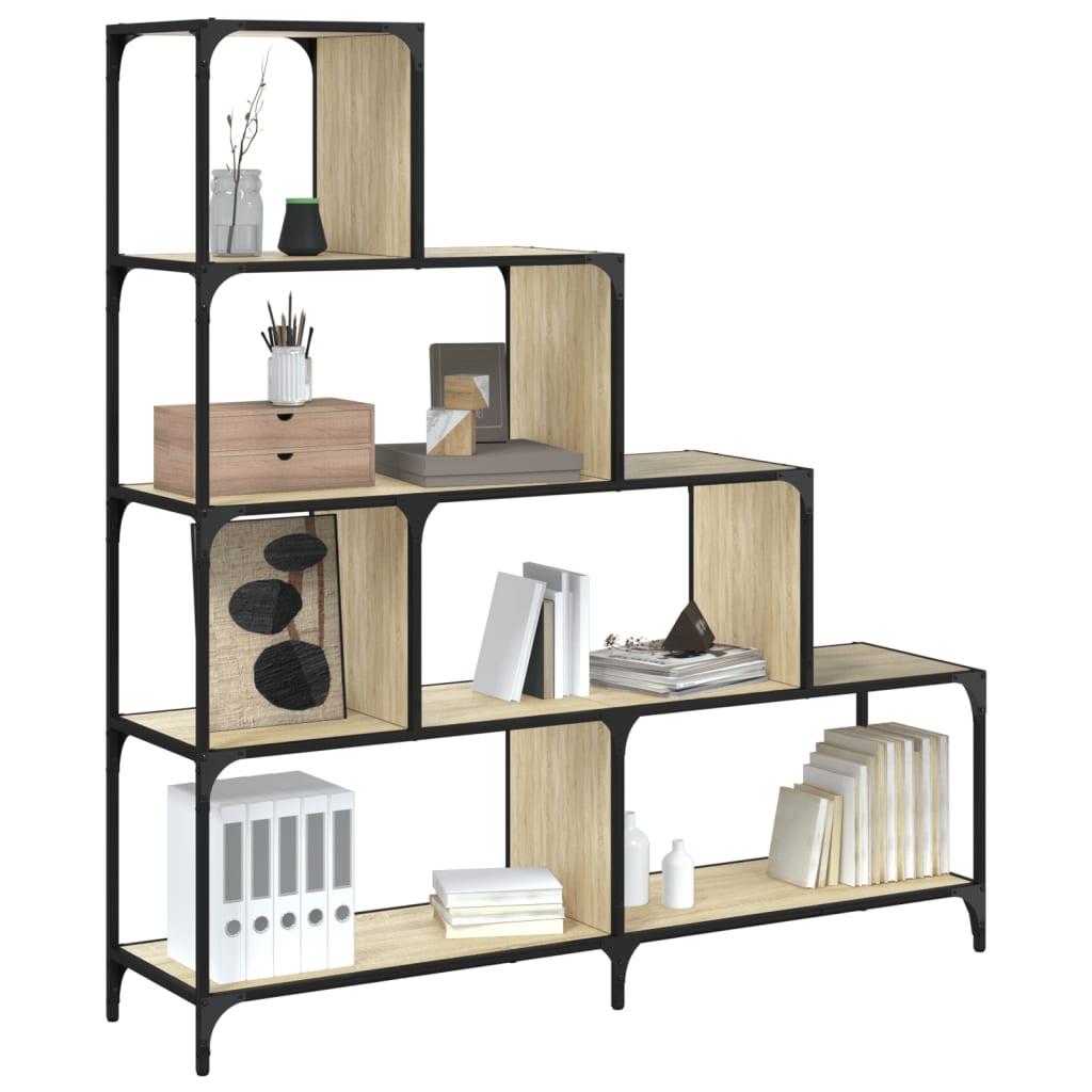 Bogreol med 4 trin 139 x 33,5 x 149 cm i sonoma-eg