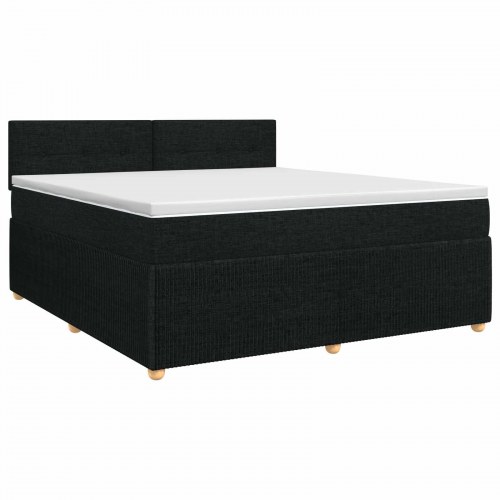 Boxmadras med topmadras og justerbar hovedgavl 140 x 190 cm - sort stof