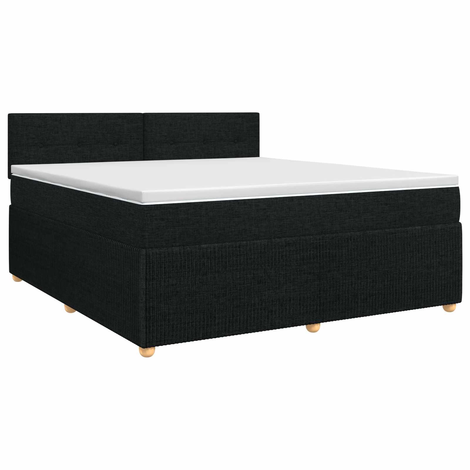 Boxmadras med topmadras og justerbar hovedgavl 140 x 190 cm - sort stof