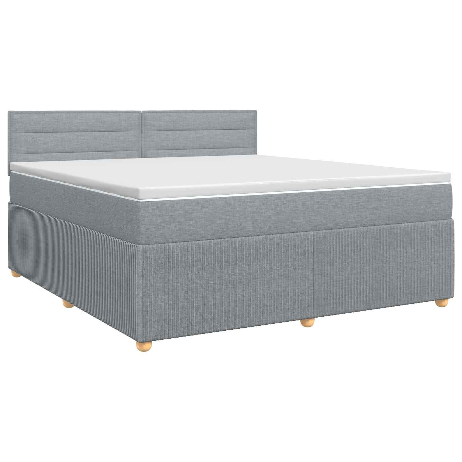 Madras med topmadras og justerbar sengegavl lysegrå 140 x 190 cm stof billede