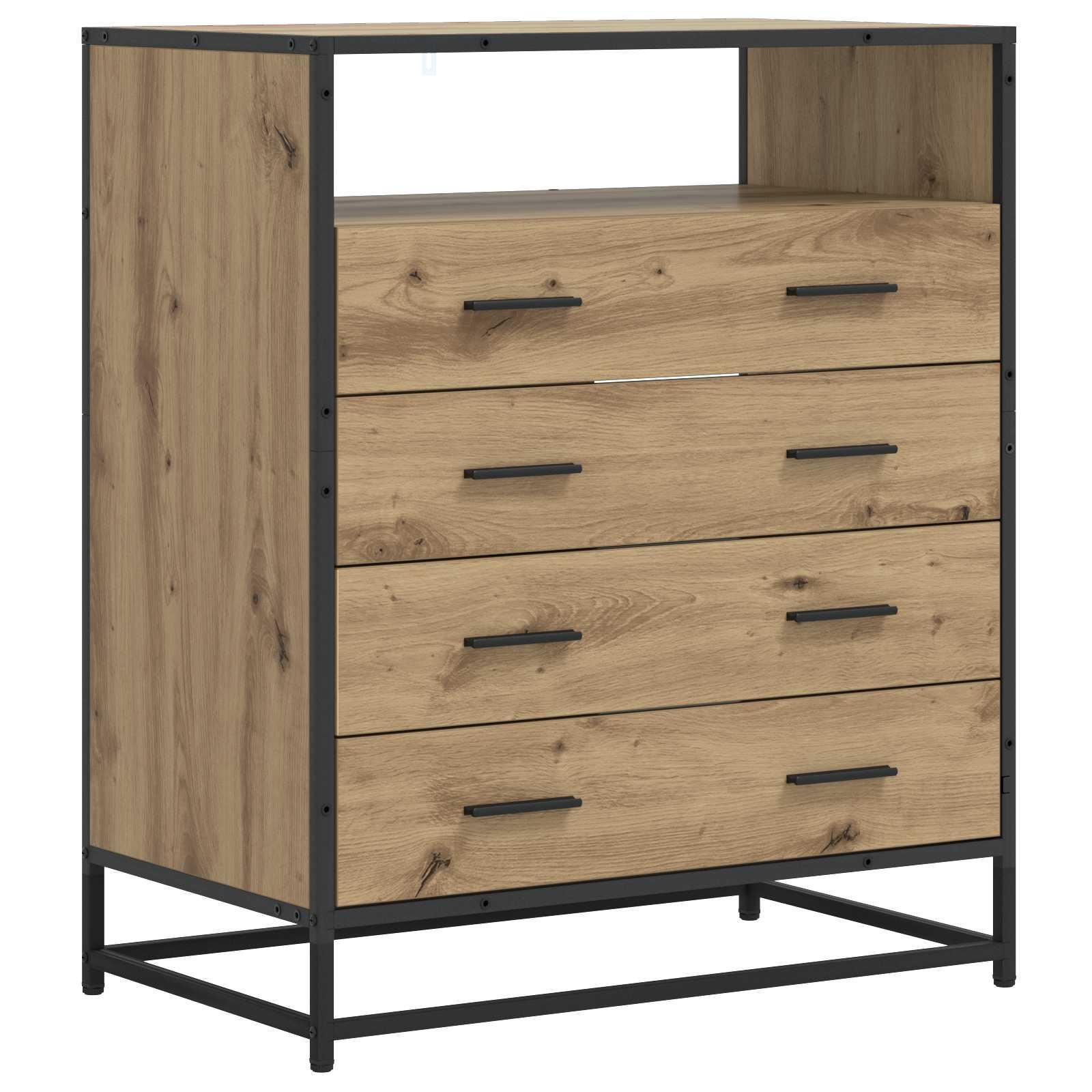 Skuffeskab med 4 skuffer i artisan-eg 70 x 41 x 83,5 cm billede