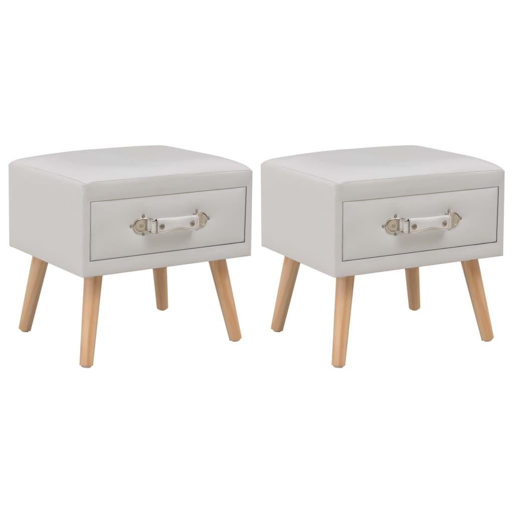 Sengeskabe 2 stk. 40 x 35 x 40 cm kunstlæder hvid