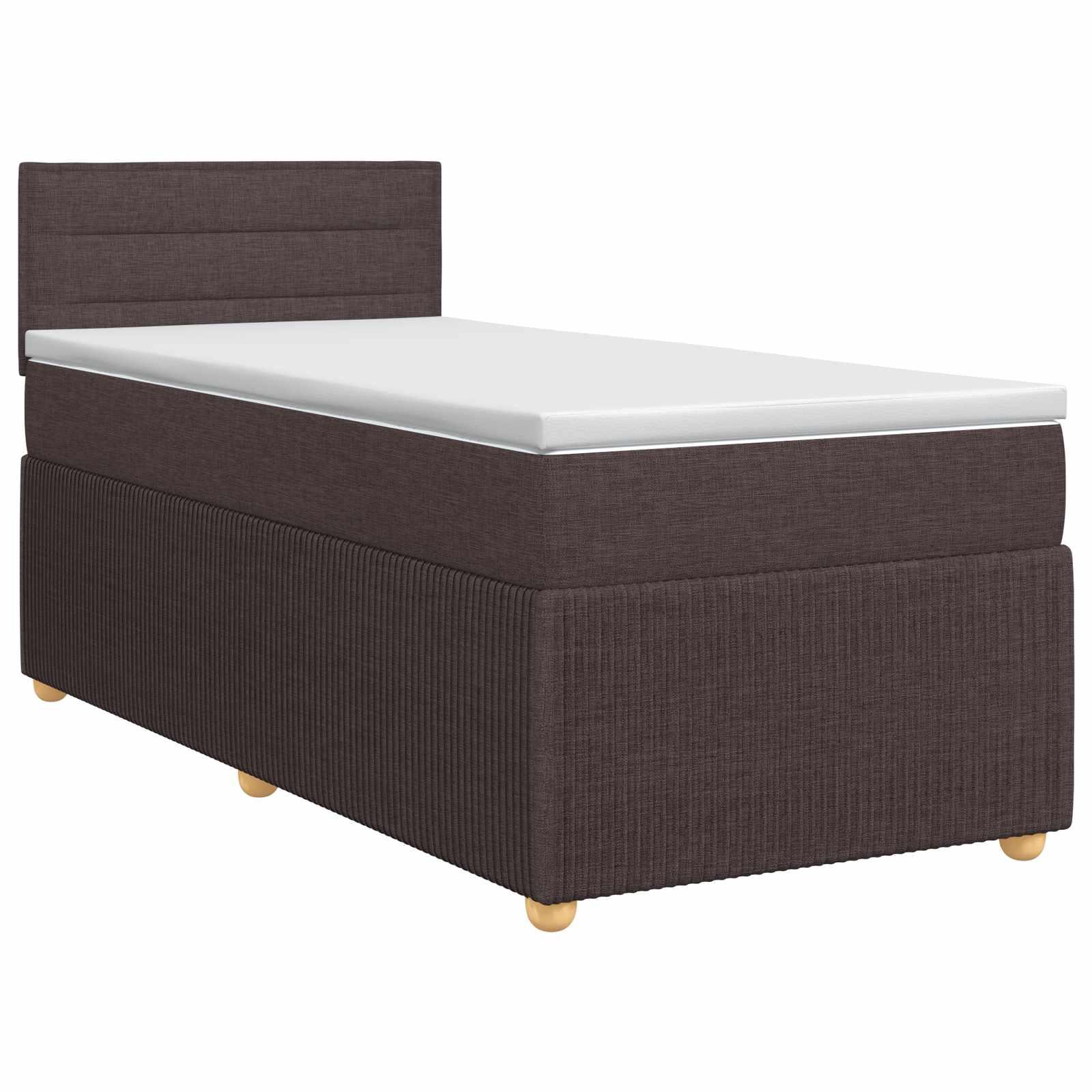 Madras med topmadras og justerbar sengegavl 90 x 200 cm - mørk brun stof billede