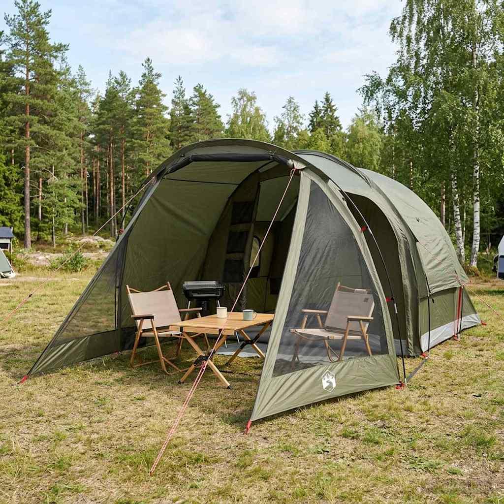 Hyttetelt olivengrøn 488 x 244 x 183 cm i polyester og stål