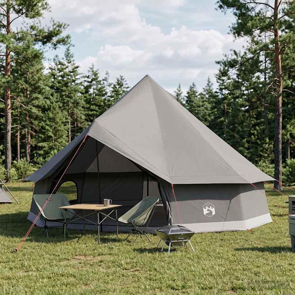 Tipi telt med tag 500 x 500 x 300 cm brun grå i polyester og stål billede