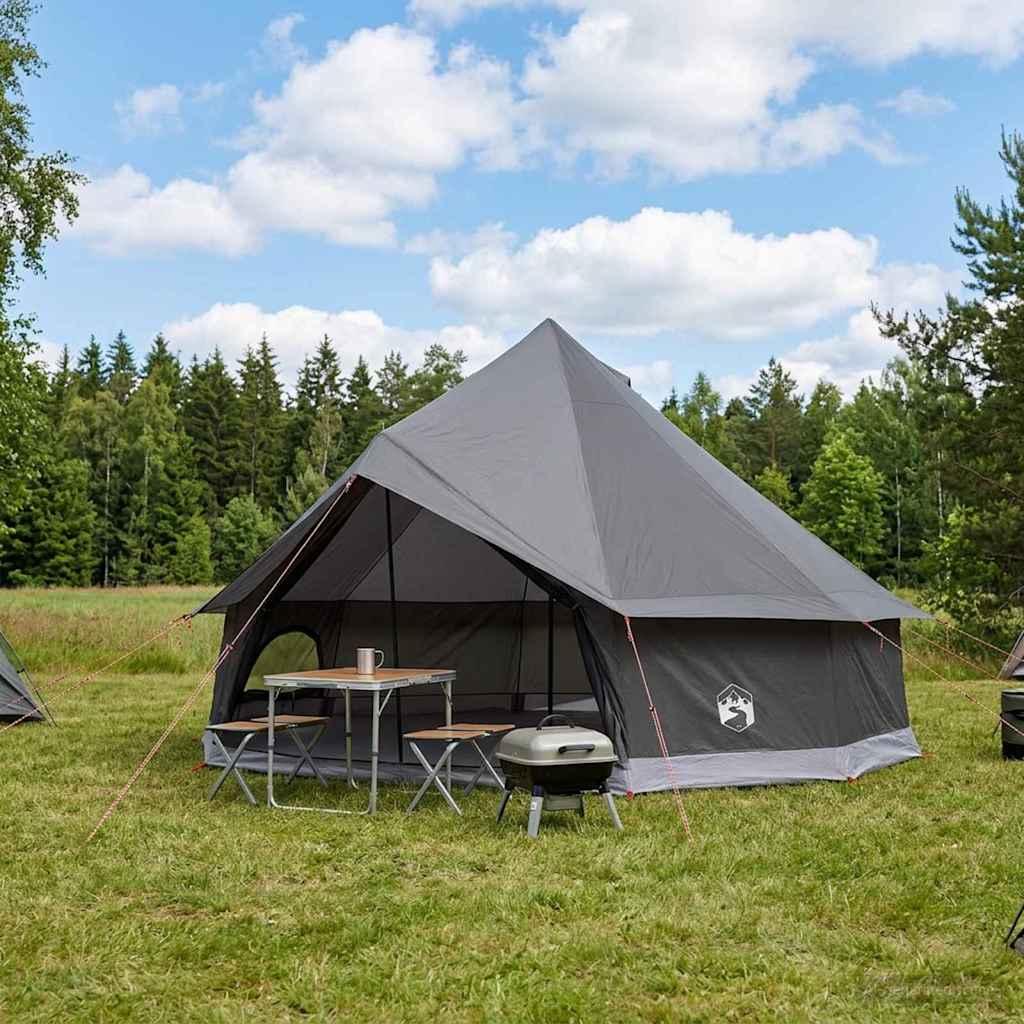 Tipi telt med tag 600 x 600 x 350 cm i brun grå - polyester og stål billede