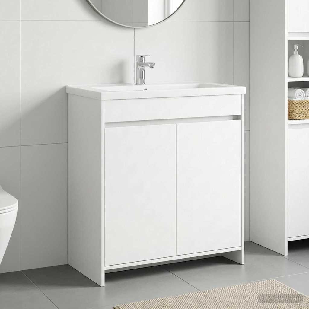 Badeværelsesskab under vask i hvid 78,5 x 37,5 x 81 cm billede