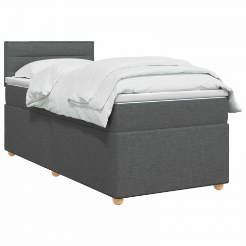 Boxmadras med topmadras og justerbar hovedgavl 90 x 200 cm - mørkegrå