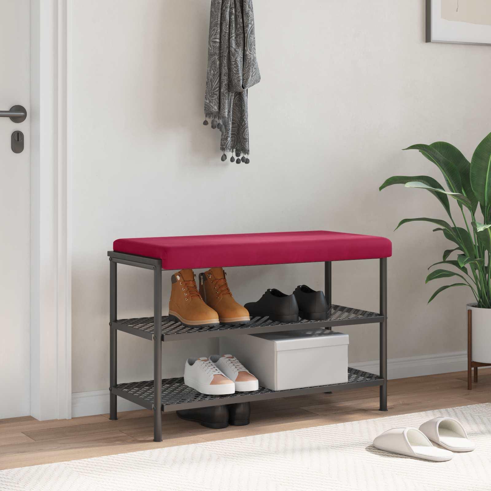 Bænkpude i velour vinrød 80 x 38 cm til bænk billede