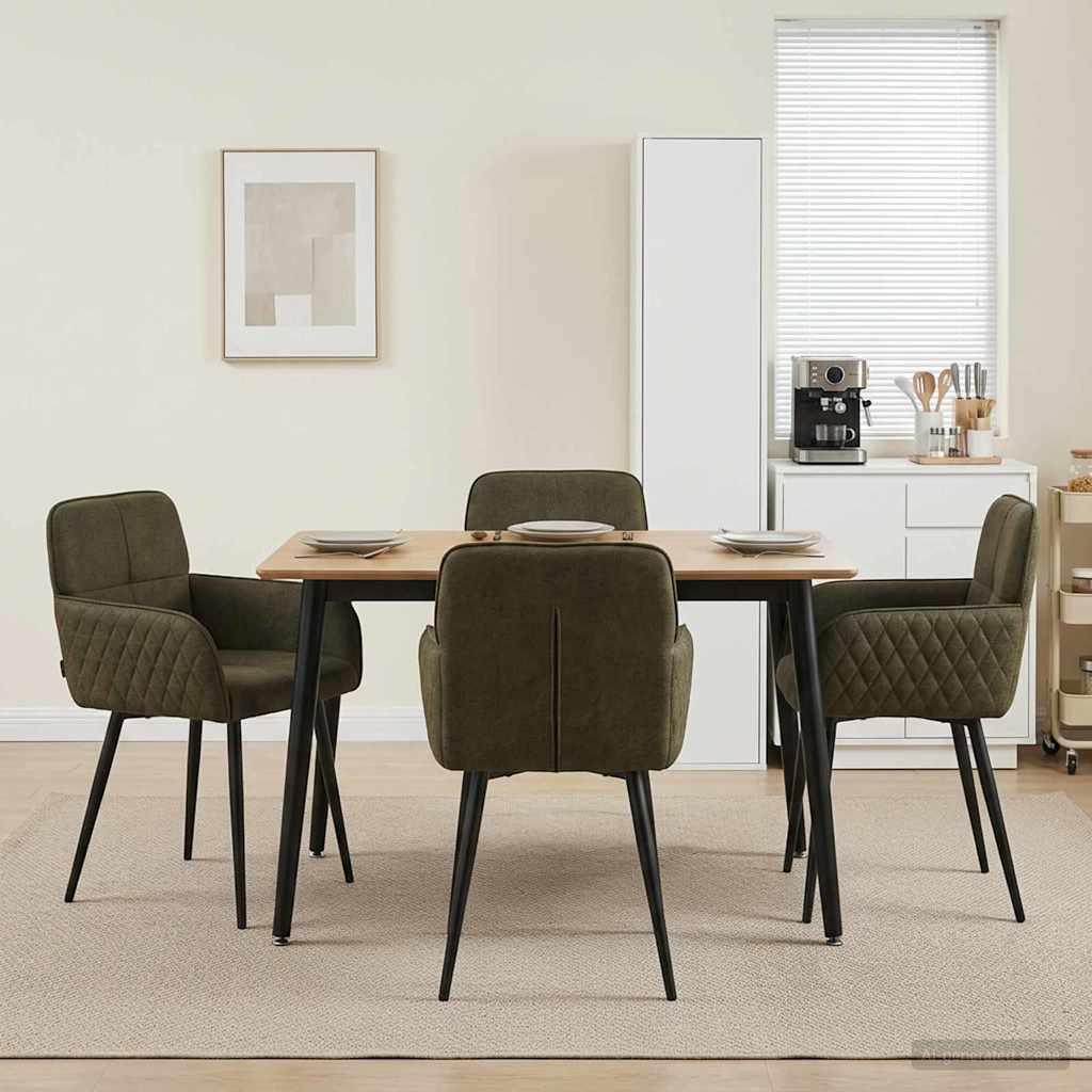 Spisestole 4 stk i faux suede læder med armlæn - army grøn 59 x 56,5 x 85 cm billede