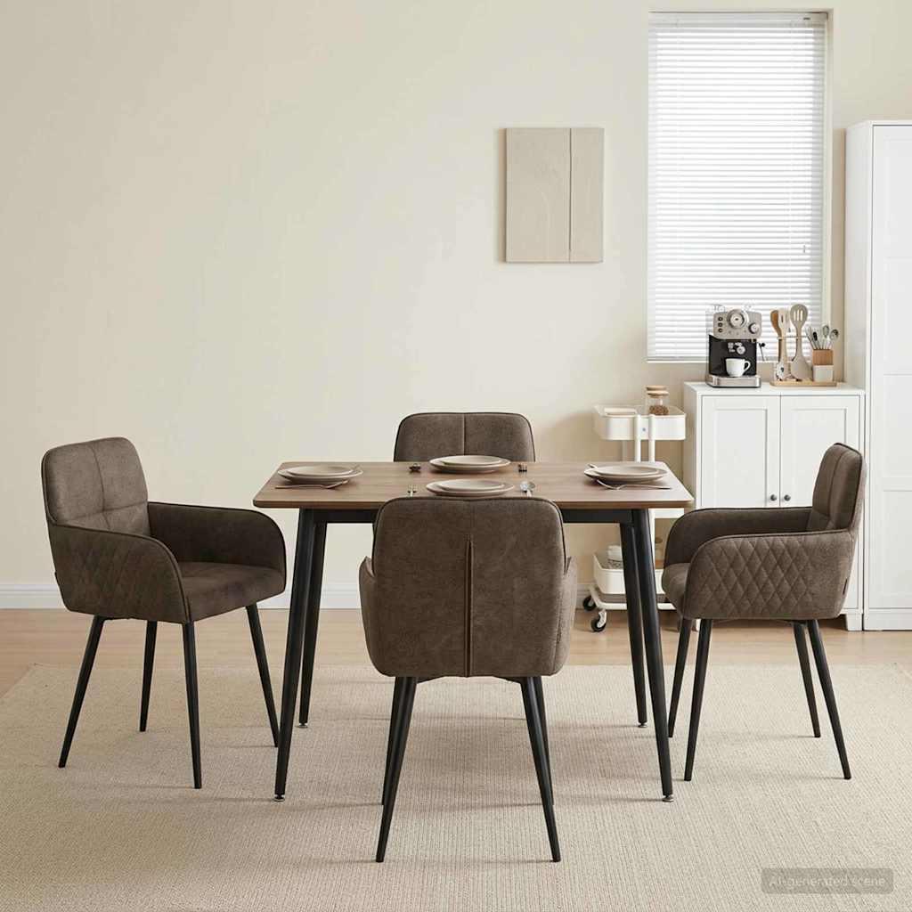 Spisestole 4 stk i faux suede læder med armlæn - mørkegrå 59 x 56,5 x 85 cm billede