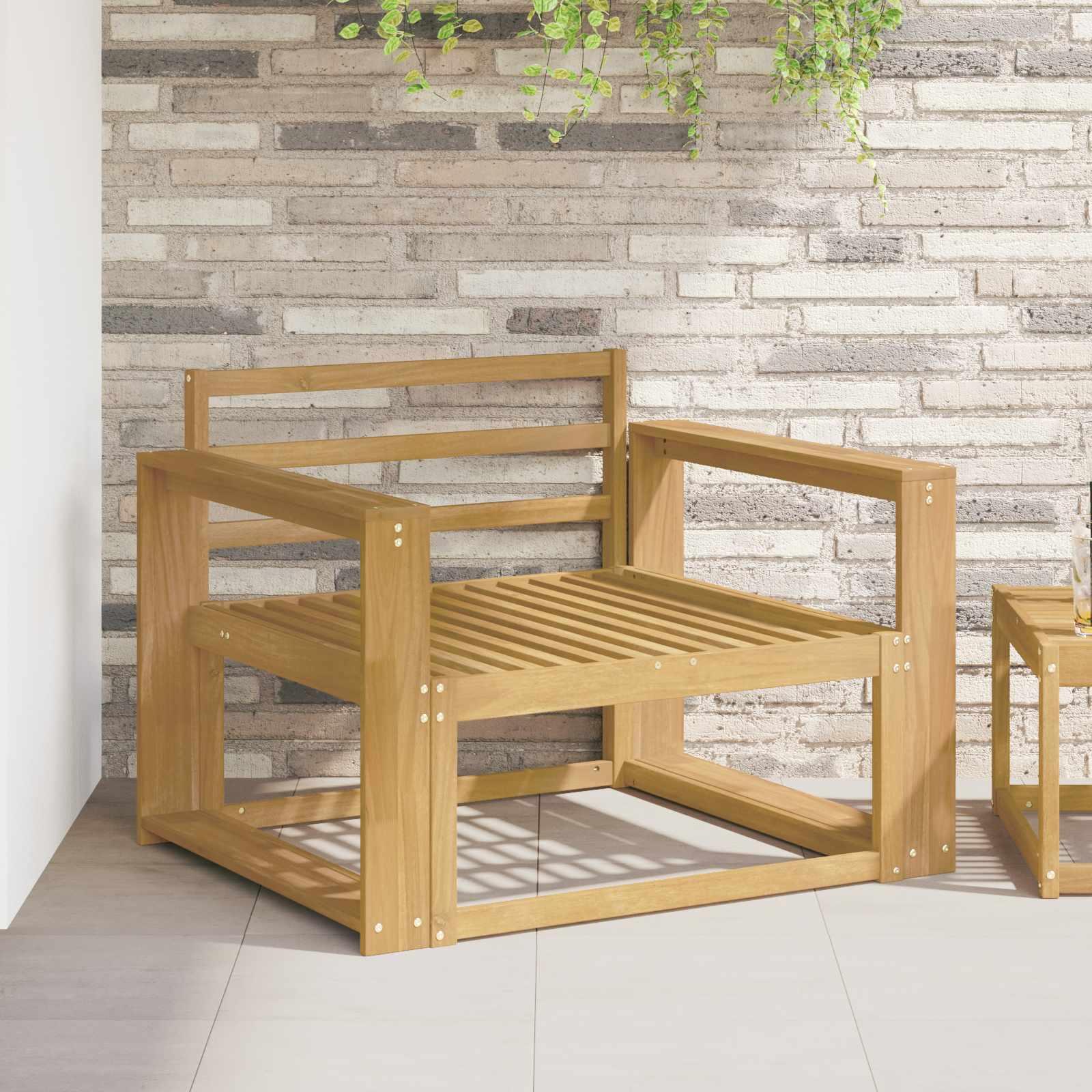 Armlænsmodul 2 stk hvid 78,5 x 10 x 61 cm i massivt akacietræ billede