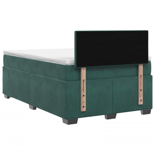 Boxmadras seng med topmadras 120 x 200 cm i mørkegrøn fløjl