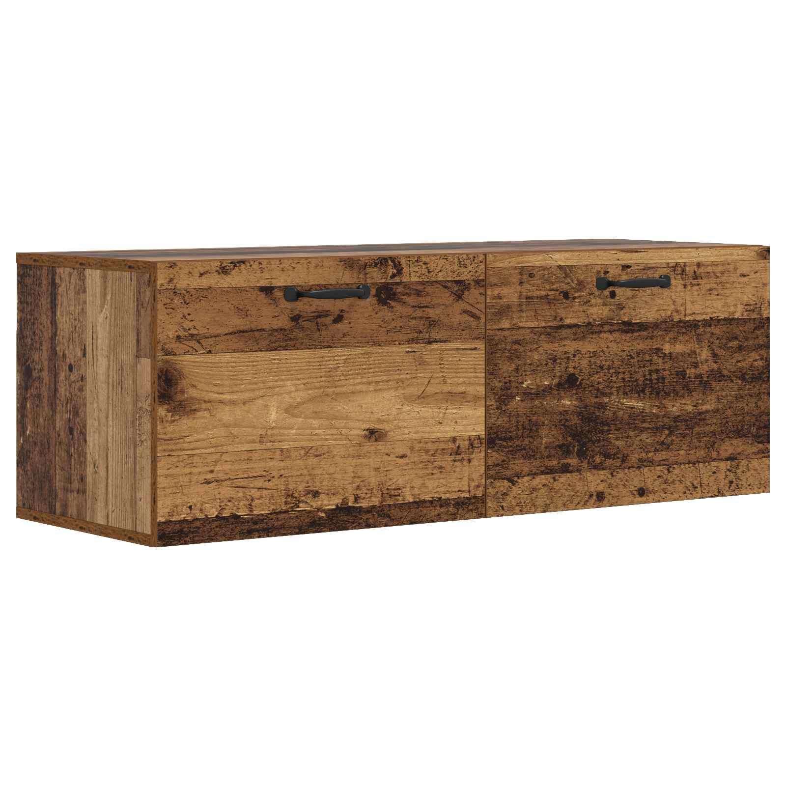 Vægskab i gammelt træ 100 x 36,5 x 35 cm - vægmonteret opbevaringsskab i konstrueret træ billede