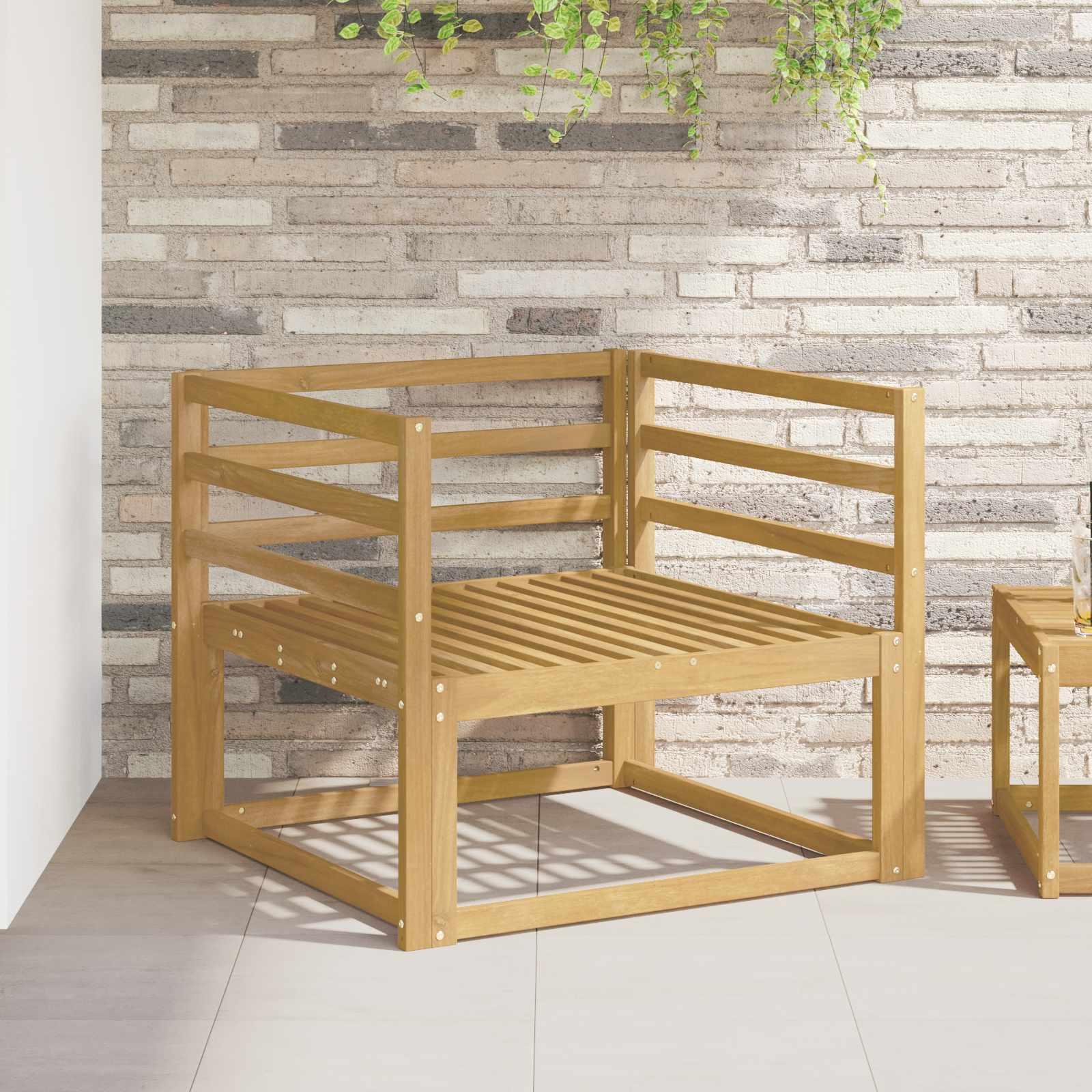 Armlænsmodul 2 stk hvid 79 x 4 x 73 cm i massivt akacietræ billede