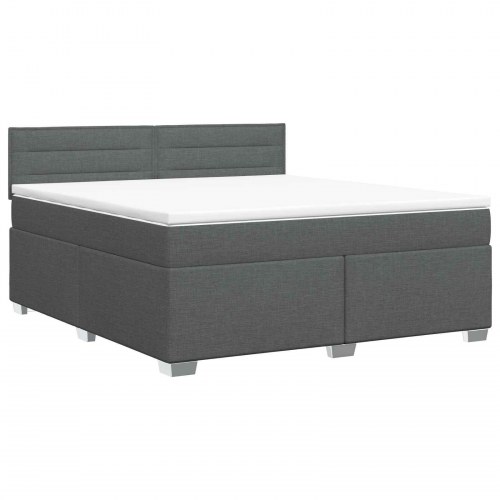 Boxmadras med topmadras mørkegrå 140 x 190 cm med justerbar hovedgavl
