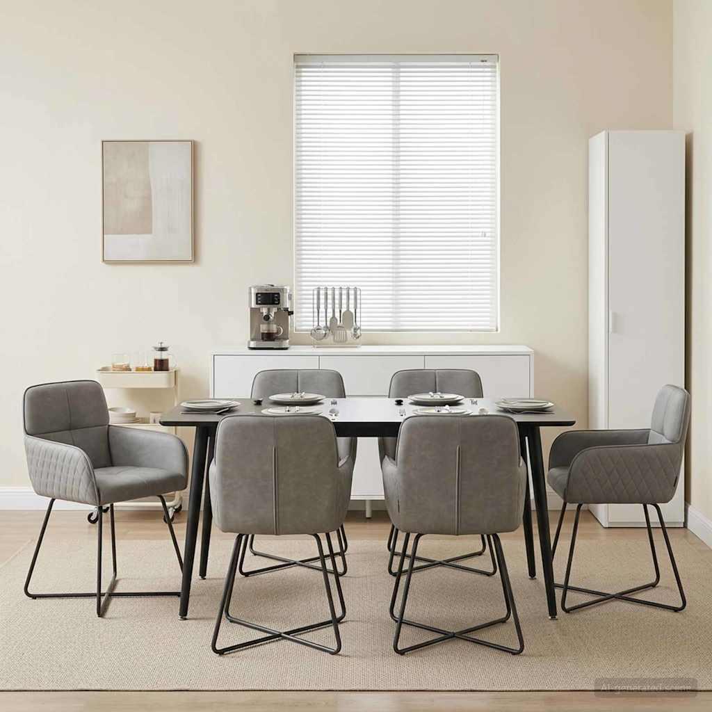 Spisestole 6 stk i fløjl med armlæn - lysegrå 59 x 56,5 x 86 cm billede
