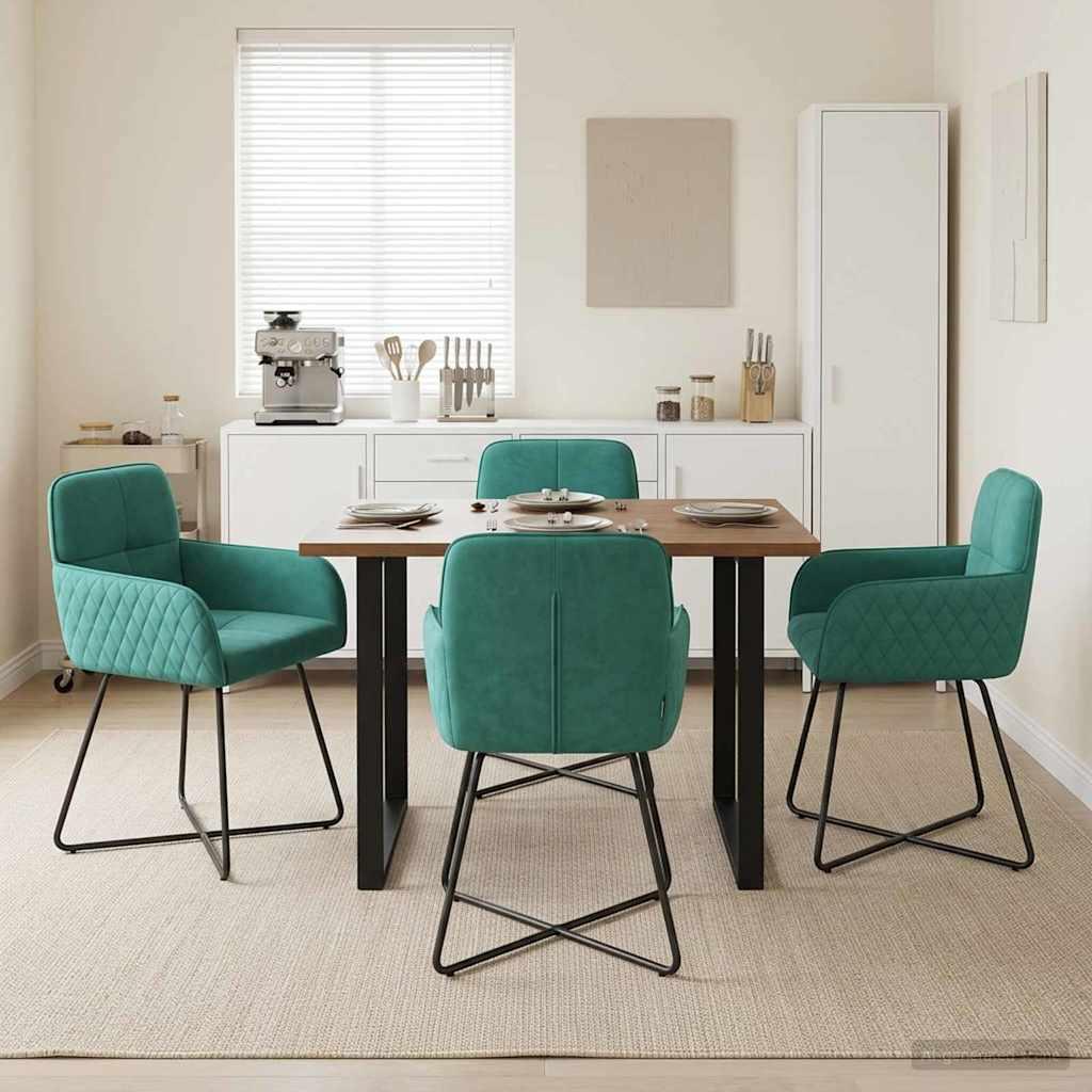 Spisestole 4 stk i fløjl med armlæn - turkis, 59 x 56,5 x 86 cm billede
