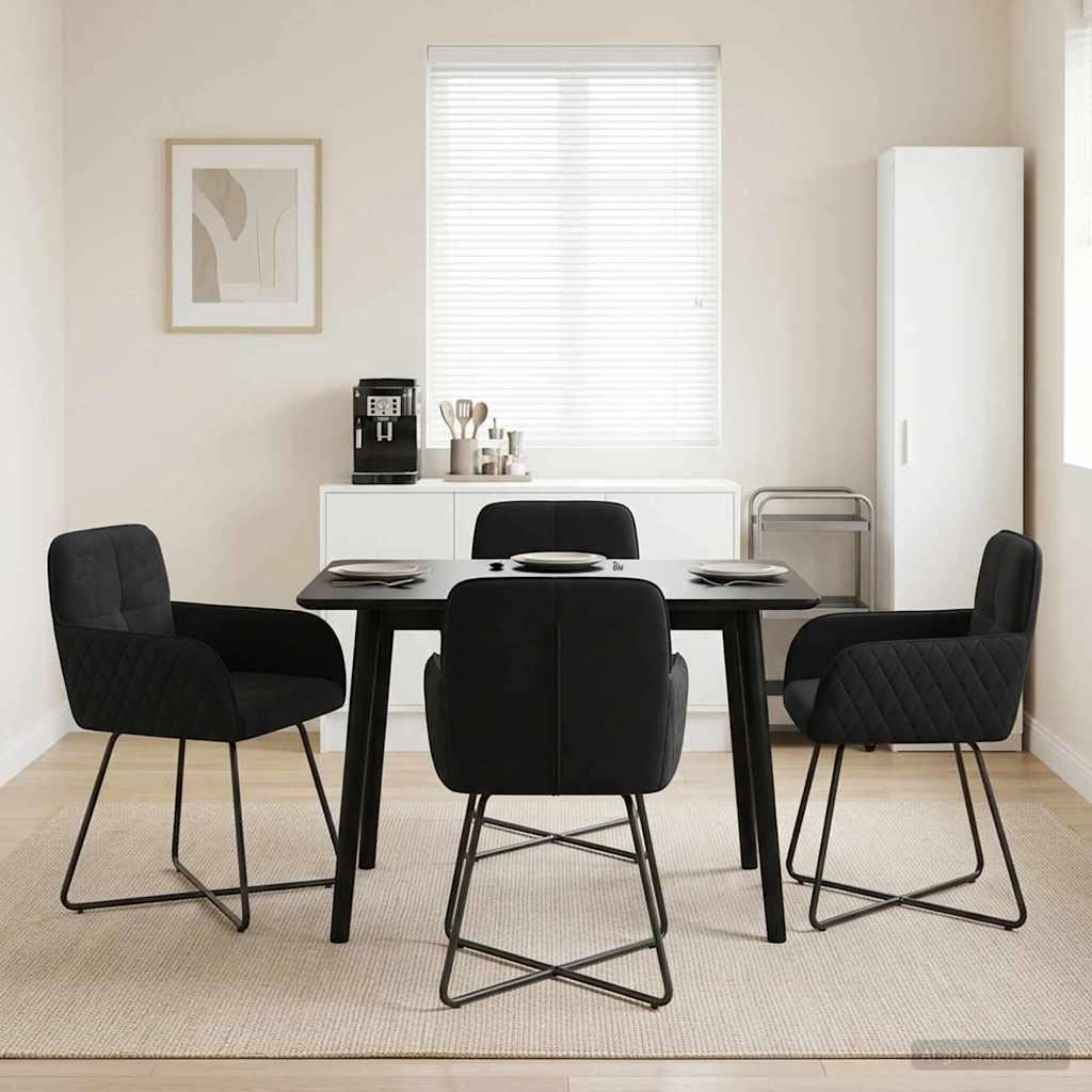 Spisestole 4 stk i fløjl med armlæn - sort 59 x 56,5 x 86 cm billede