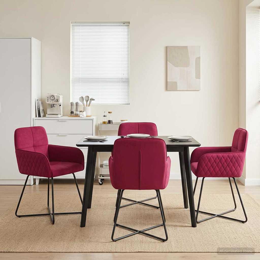 Spisestole 4 stk i fløjl med armlæn - vinrød 59 x 56,5 x 86 cm billede