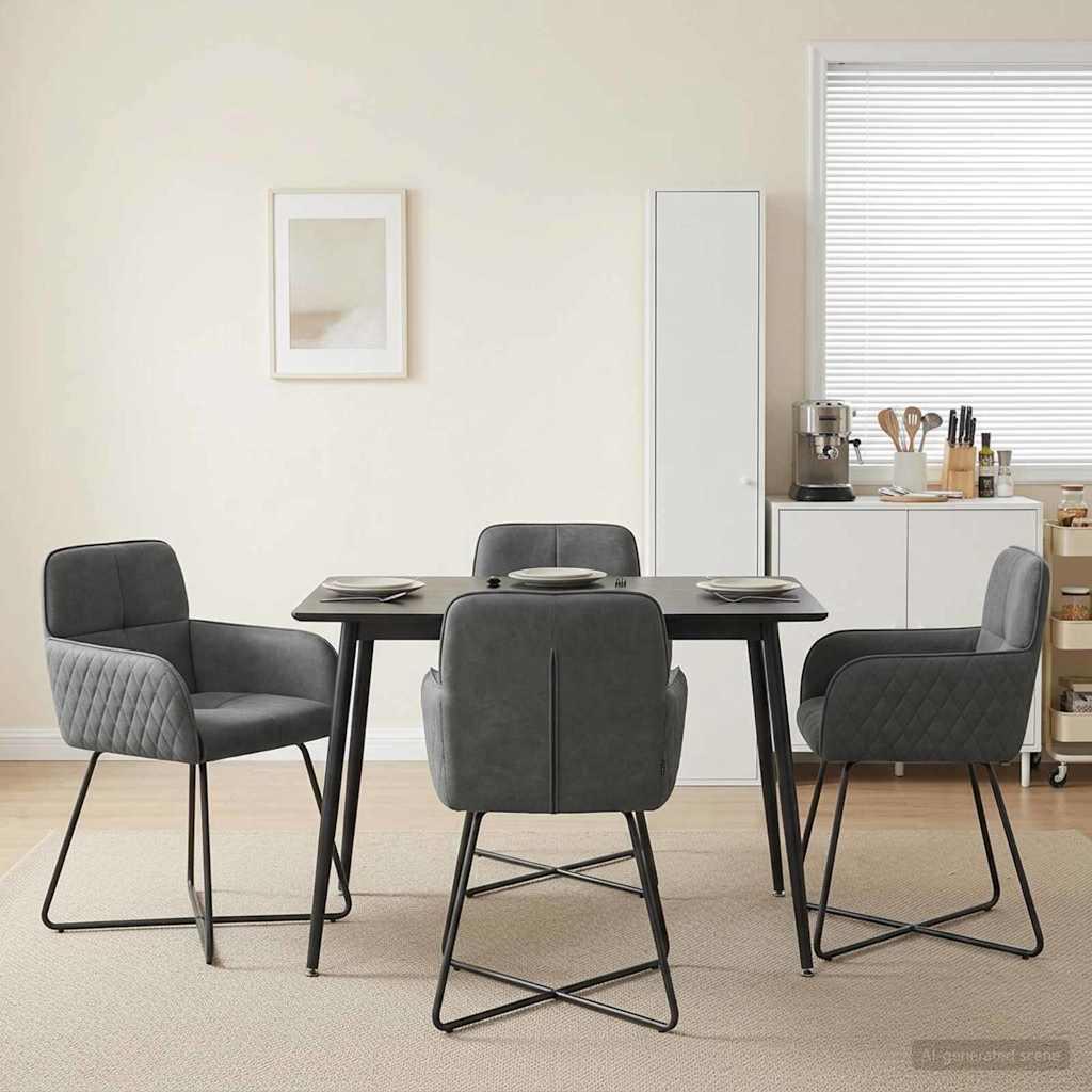 Spisestole 4 stk i fløjl med armlæn mørkegrå 59 x 56,5 x 86 cm billede