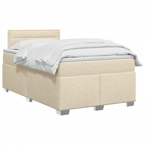 Boksmadras med topmadras cremefarvet 120 x 200 cm stof