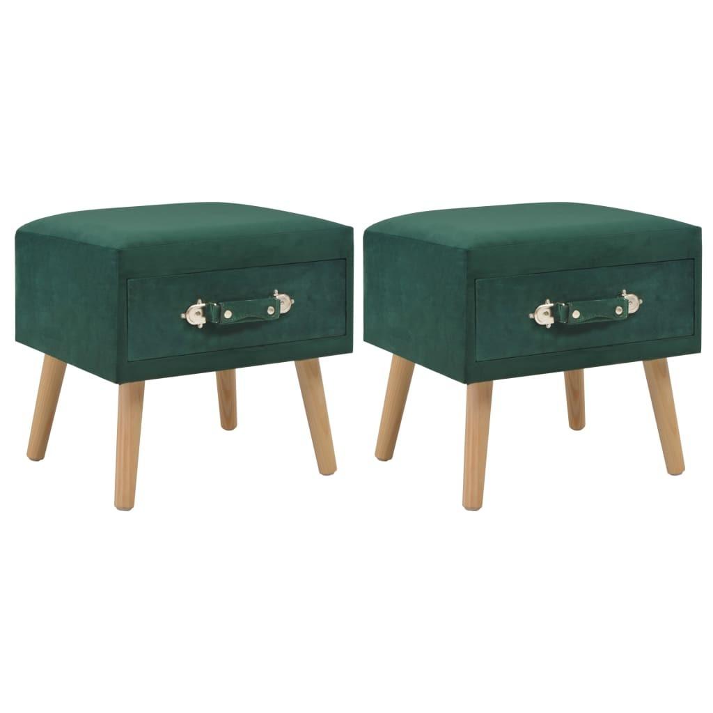 Sengeskabe 2 stk. 40 x 35 x 40 cm fløjl grøn