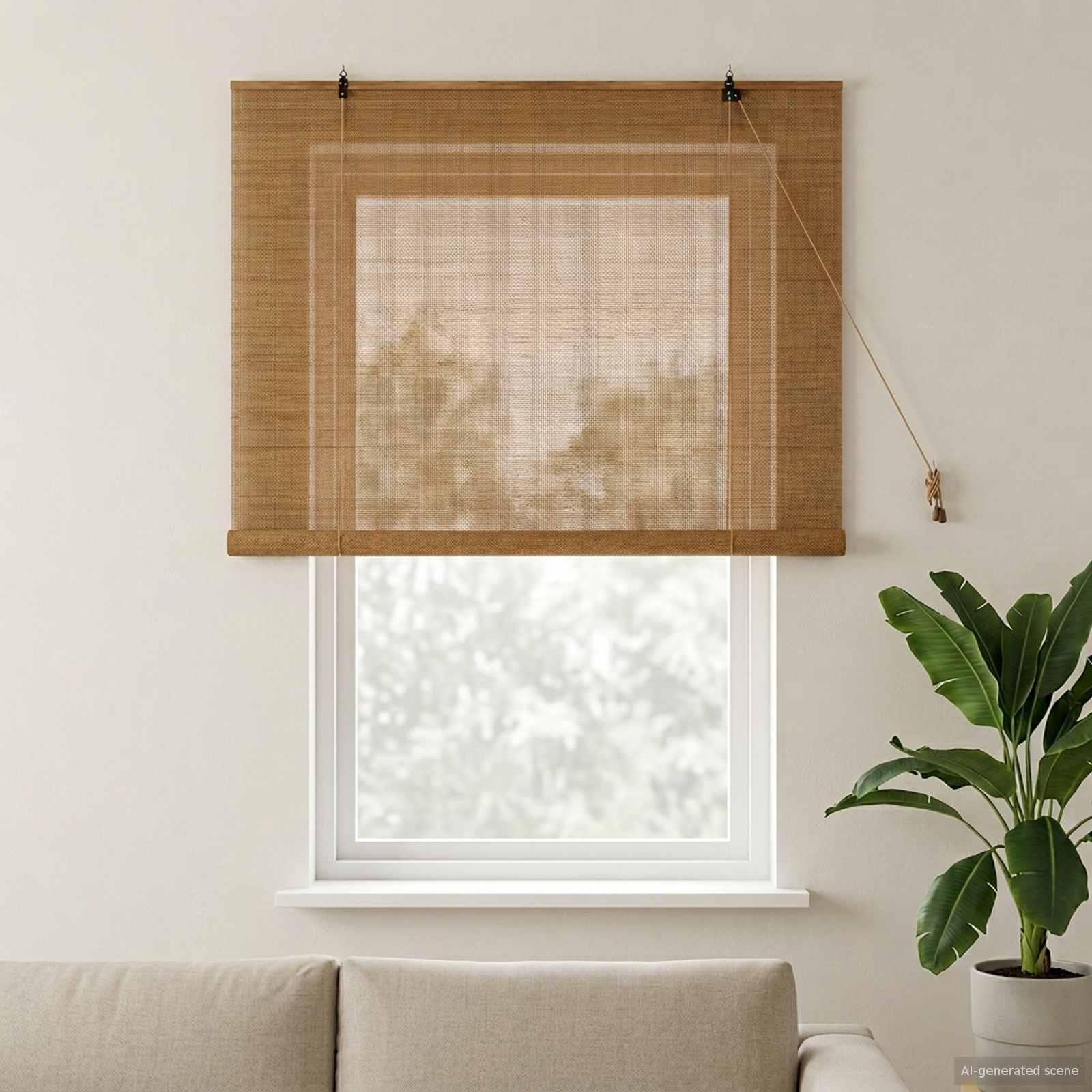 Rullegardin i brun bambus 160 x 160 cm billede