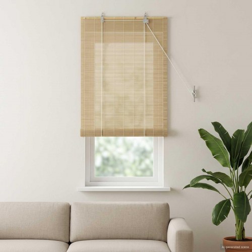 Rullegardin i naturfarvet bambus 40 x 160 cm