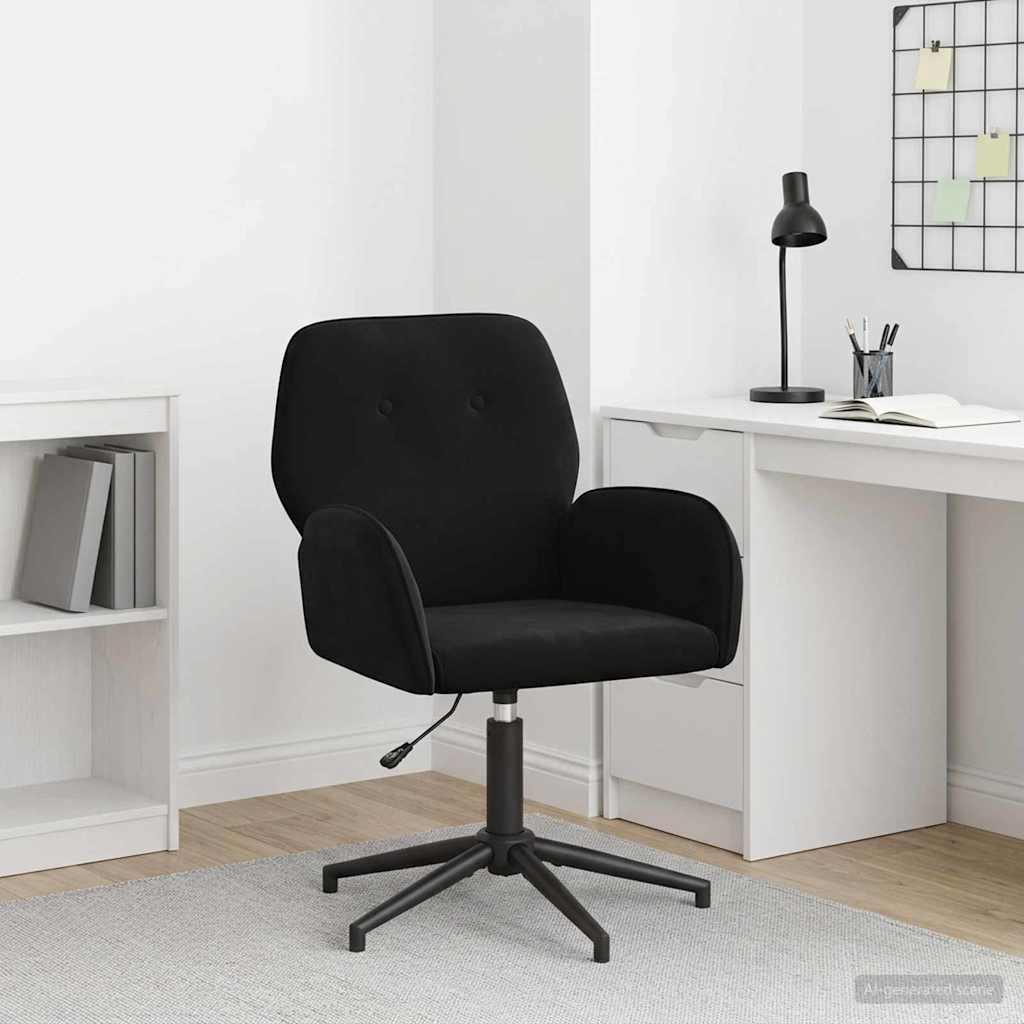 Svingbar skrivebordsstol i sort fløjl 54 x 55 x 90 cm billede