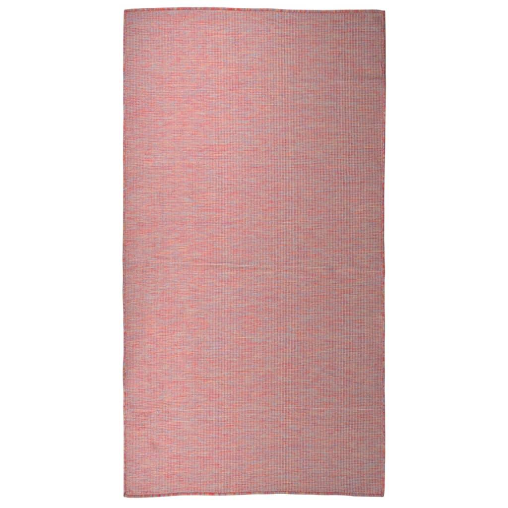 Fladvævet udendørstæppe 80 x 150 cm rød billede