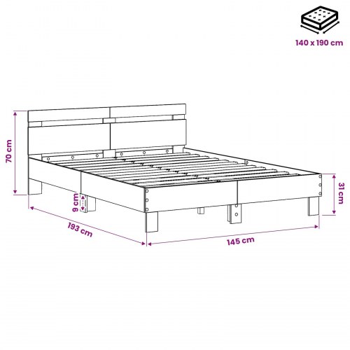 Sengestel i sort eg 140 x 190 cm med lameller