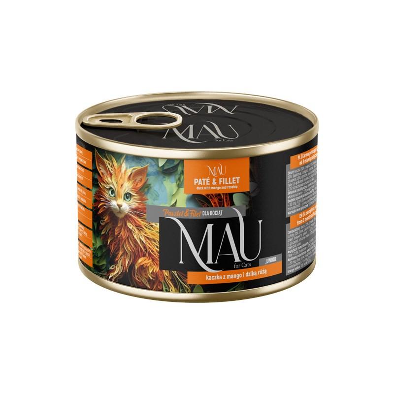 MAU Paté & Filet Junior vådfoder til kat med and, mango og hyben 185 g billede