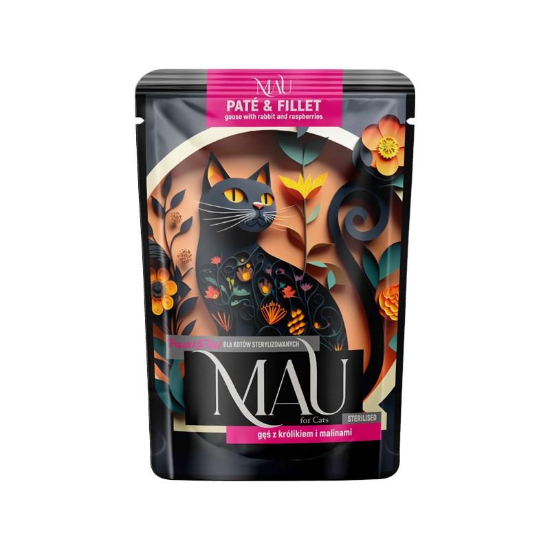 MAU Paté & Filet vådfoder til steriliserede katte med gås, kanin og hindbær 85 g billede