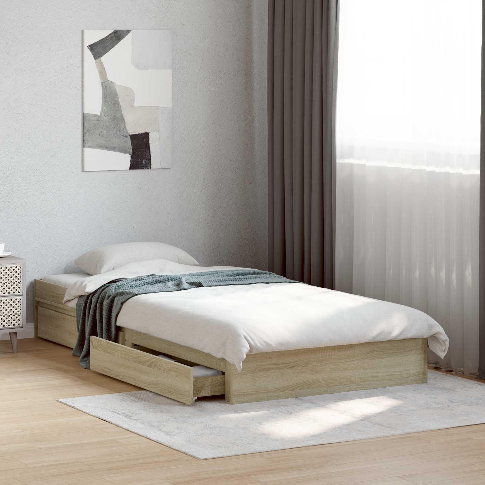 Sengestel med opbevaring 80 x 200 cm i sonoma-eg billede
