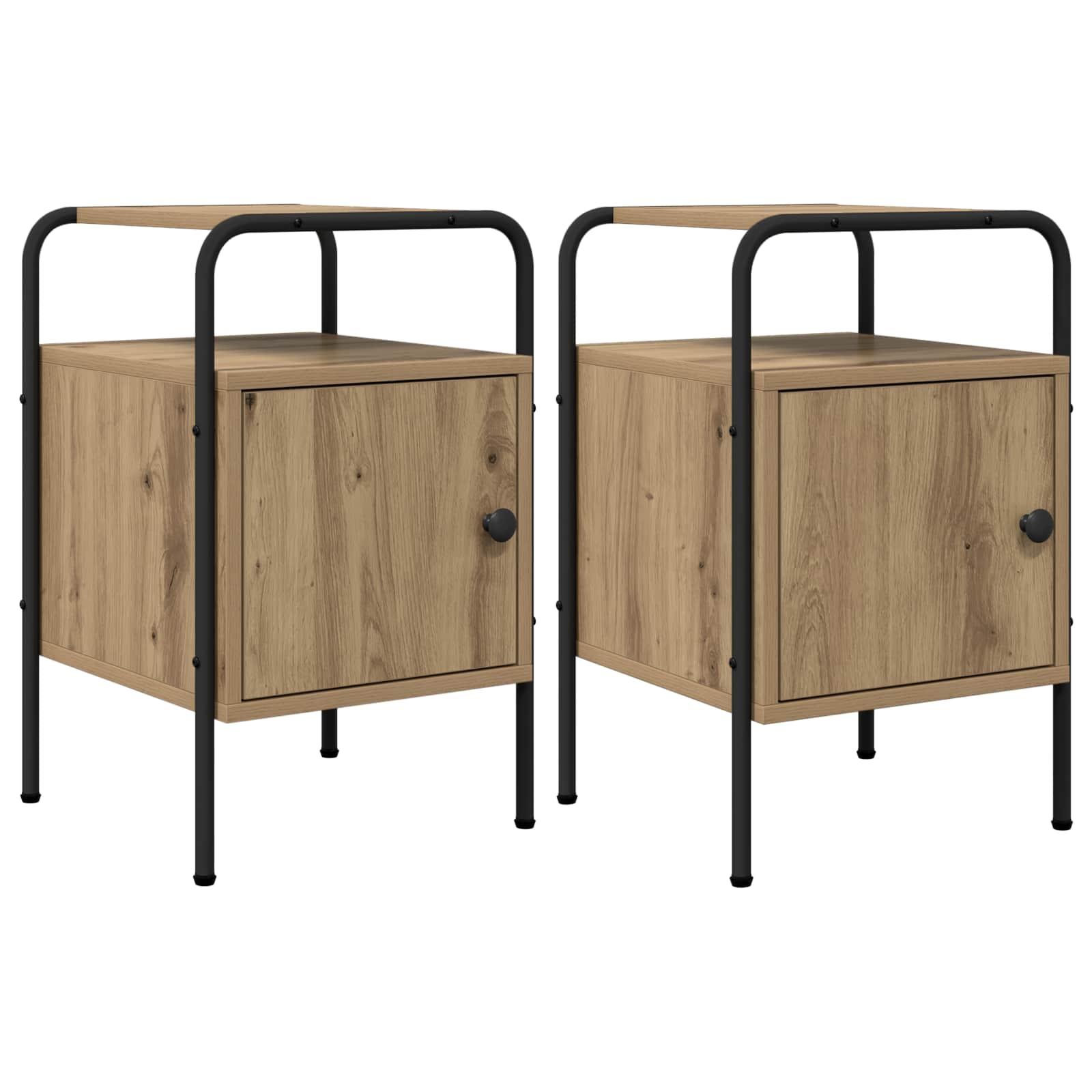 Natskab 2 stk. i artisan-eg 35 x 36,5 x 56 cm - sengeborde med dør billede