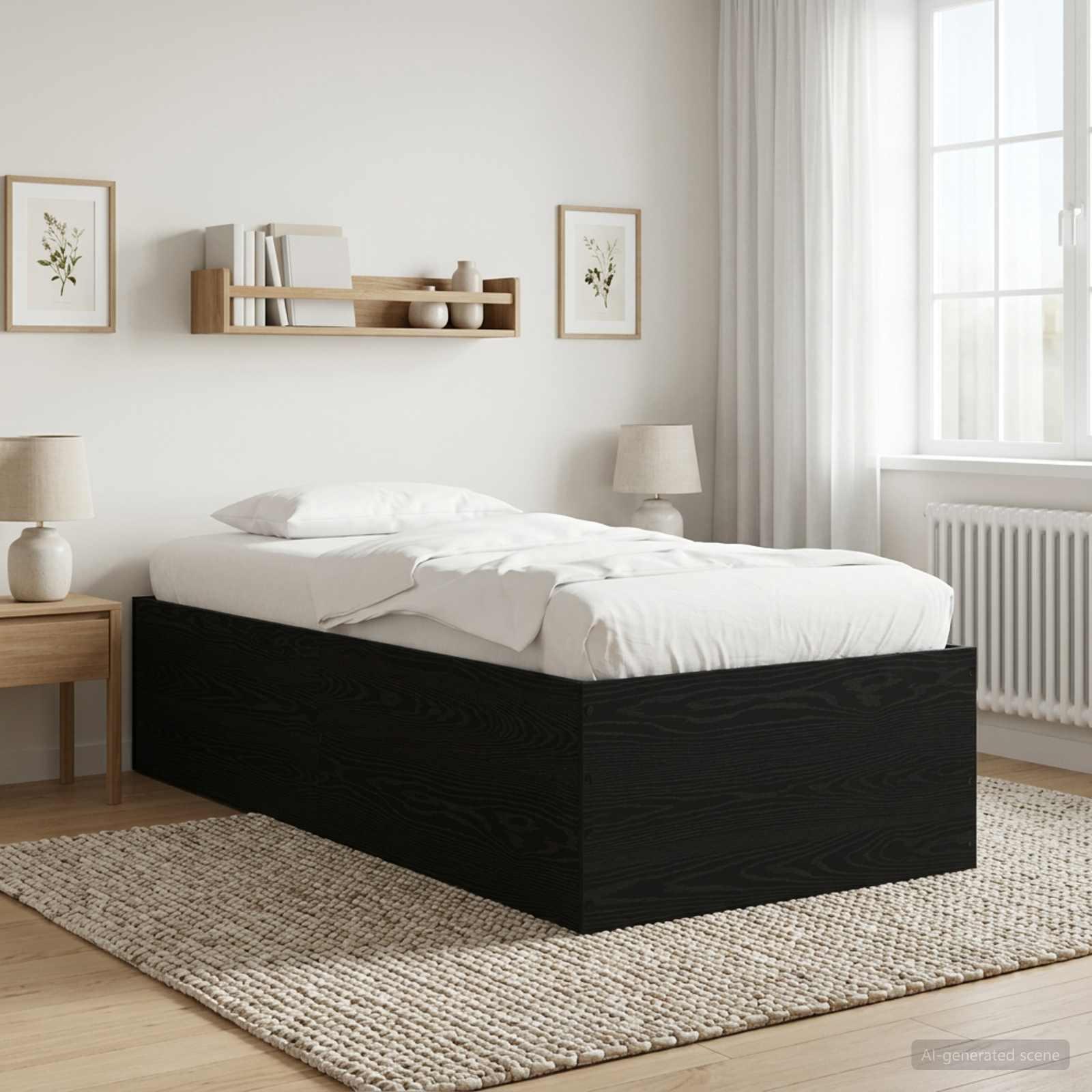 Gulvsengramme sort eg 80 x 200 cm i konstrueret træ billede