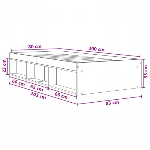 Sengestel med opbevaring Sonoma-eg 80 x 200 cm i konstrueret træ