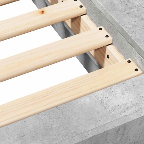 Gulvsengramme i konstrueret træ 80 x 210 cm - betongrå