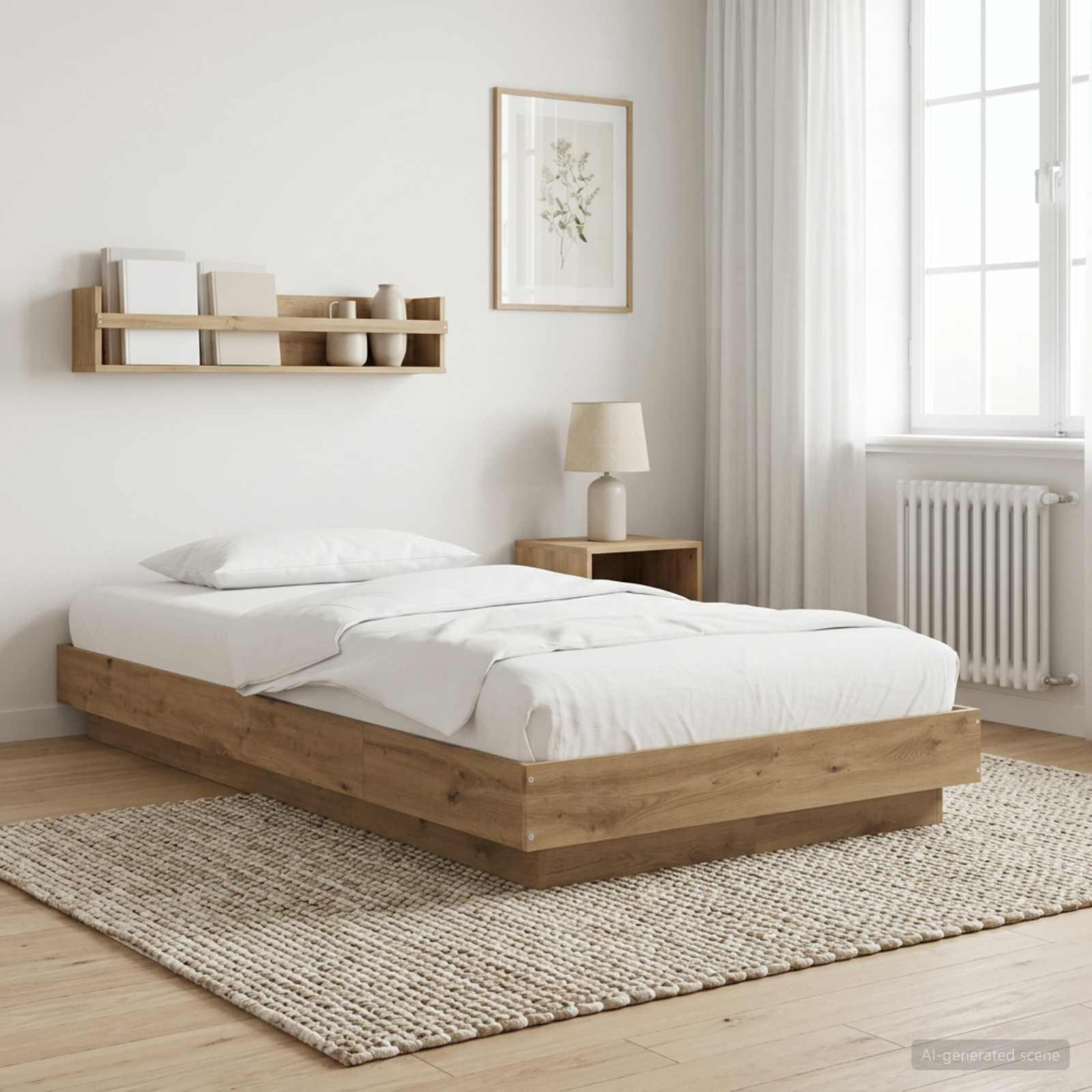 Gulvsengramme i artisan-eg 80 x 210 cm med lamelbund billede