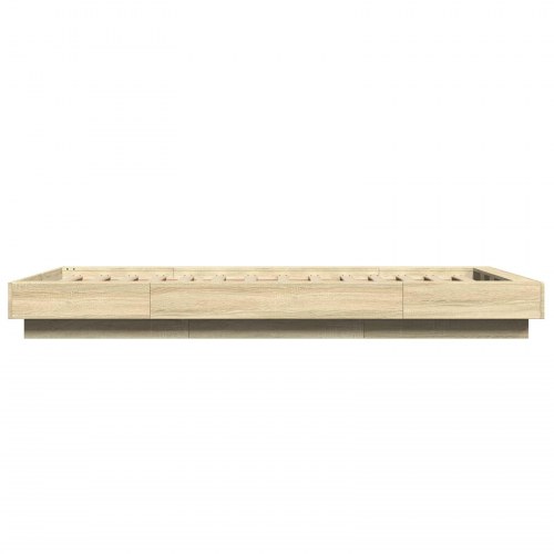 Gulvsengramme i konstrueret træ 80 x 210 cm - sonoma-eg