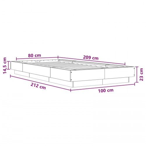 Gulvsengramme i konstrueret træ 80 x 210 cm - sonoma-eg