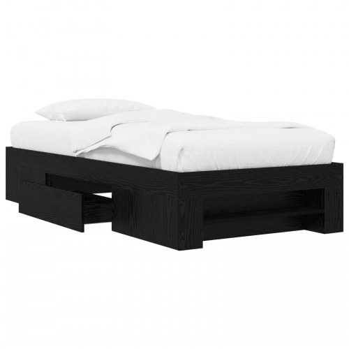 Sengestel med opbevaring 80 x 200 cm - sort eg
